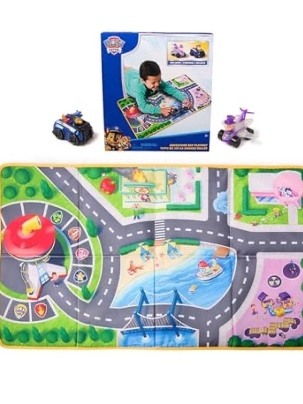 Paw Patrol Adventure Bay Play Mat with Two Cars - NEW